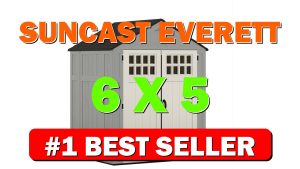Suncast Everett 6' x 5' Heavy-Duty Resin Outdoor Storage Shed with Pad-Lockable - B006G66YTI