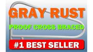 Gray Rust Proof Cross Braced CBRTD-352 Four Bend Return-to-Deck Swimming Pool Handrail - B00ESLUQGU