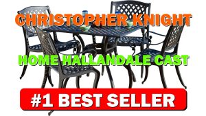 Christopher Knight Home Hallandale Cast Aluminum Outdoor Dining Set, 5-Pcs Set, Black - B00IYY9PMI