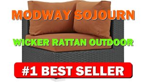 Modway Sojourn Wicker Rattan Outdoor Patio Sunbrella Fabric Corner in Canvas Tuscan - B0180NQP0C