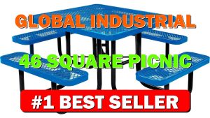 Global Industrial 46" Square Picnic Table, Expanded Metal, Blue Thermoplastic Coating, - B0199RKYDW
