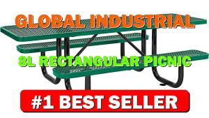 Global Industrial 8'L Rectangular Picnic Table, ADA Compliant, Expanded Metal, Green Th - B0199RMDJ0