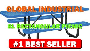 Global Industrial 8'L Rectangular Picnic Table, ADA Compliant, Expanded Metal, Blue The - B01BHEA1KQ