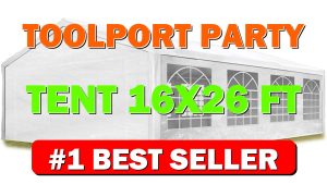 TOOLPORT Party Tent 16x26 ft Canopy PE 350 N Tarpaulin Waterproof White - B01LW1ZUS5