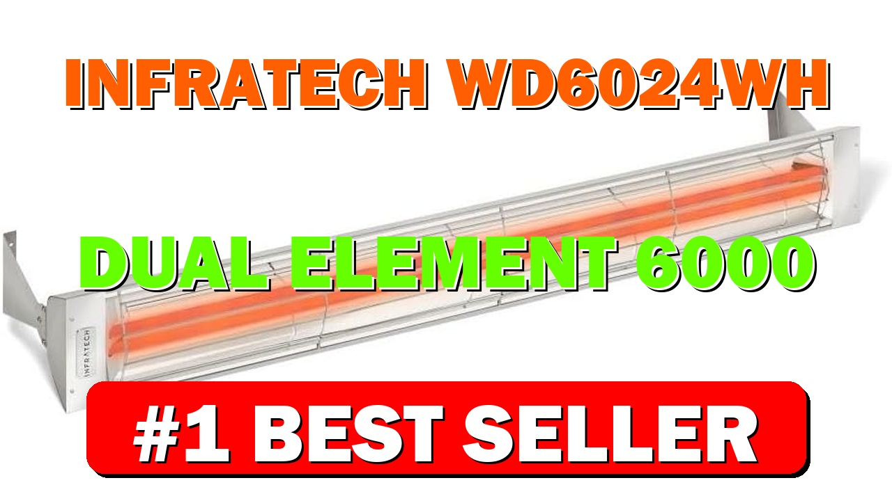 Infratech WD6024WH Dual Element 6000 Watt Electric Patio Heater, Voltage: 240, Finish - B01N5TN1CM