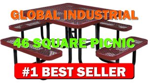 Global Industrial 46" Square Picnic Table, Expanded Metal, Red Thermoplastic Coating, A - B06XB9QKFC