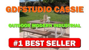 GDFStudio Cassie Outdoor Modern Industrial 3 Piece Acacia Wood Picnic Dining Set - B079DRKMSF