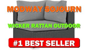 Modway Sojourn Wicker Rattan Outdoor Patio Sunbrella Fabric Corner in Canvas Gray - B07CZH4B8R