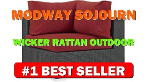 Modway Sojourn Wicker Rattan Outdoor Patio Sunbrella Fabric Corner in Canvas Red - B07CZHR4KR
