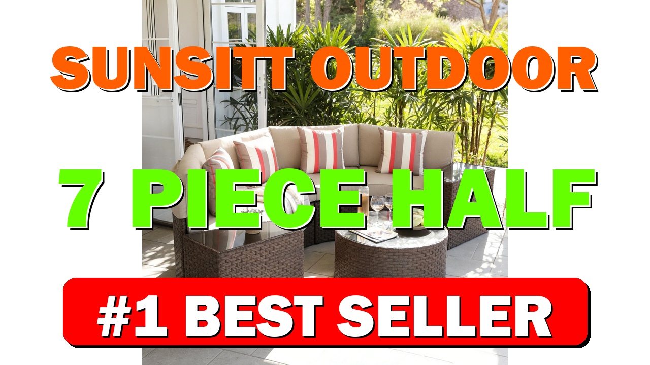 SUNSITT Outdoor 7-Piece Half-Moon Sectional Furniture Set with Round Coffee Table, Pati - B07PLTFZHJ