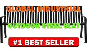 Global Industrial Outdoor Steel Slat Park Bench, 6 ft., Black - B07X27GF65