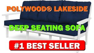 POLYWOOD® Lakeside Deep Seating Sofa in White/Navy - B085FR8SN8