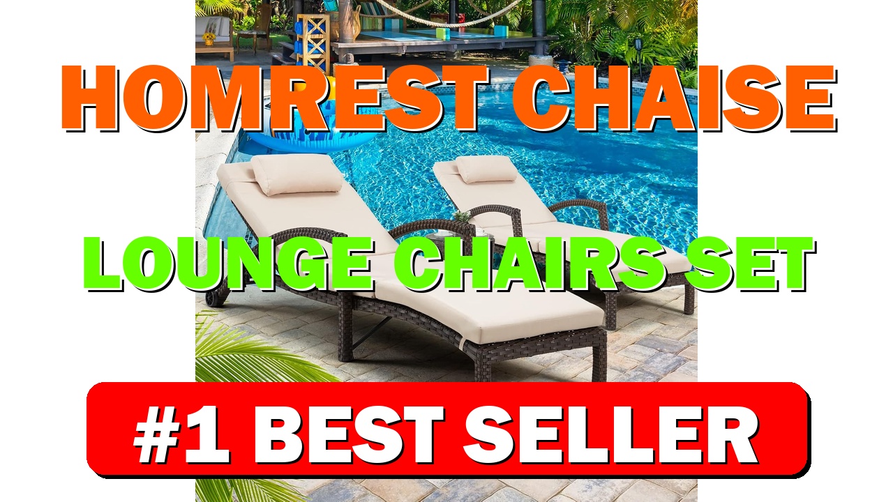 HOMREST Chaise Lounge Chairs Set of 2 for Outside, Adjustable 5 Position - B09QC8T1RJ