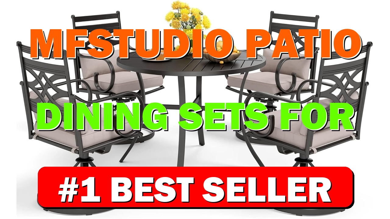 MFSTUDIO Patio Dining Sets for 4, Round Patio Table and Chairs Set - B09RGPVWCH