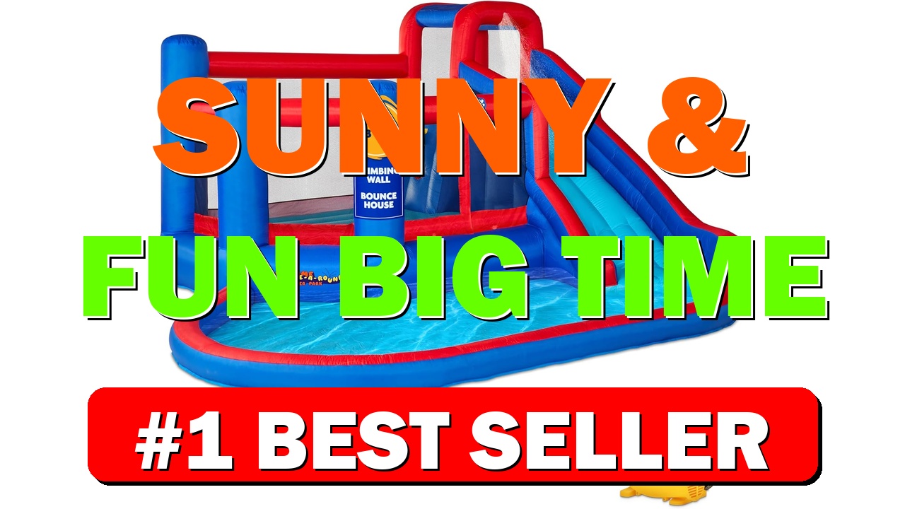 Sunny & Fun Big Time Bounce-A-Round Inflatable Water Slide Park – Heavy-Duty - B09WCQX6PM
