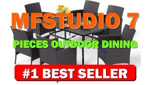 MFSTUDIO 7 Pieces Outdoor Dining Sets for 6, Patio Table and Chairs, - B0B12P9BGF