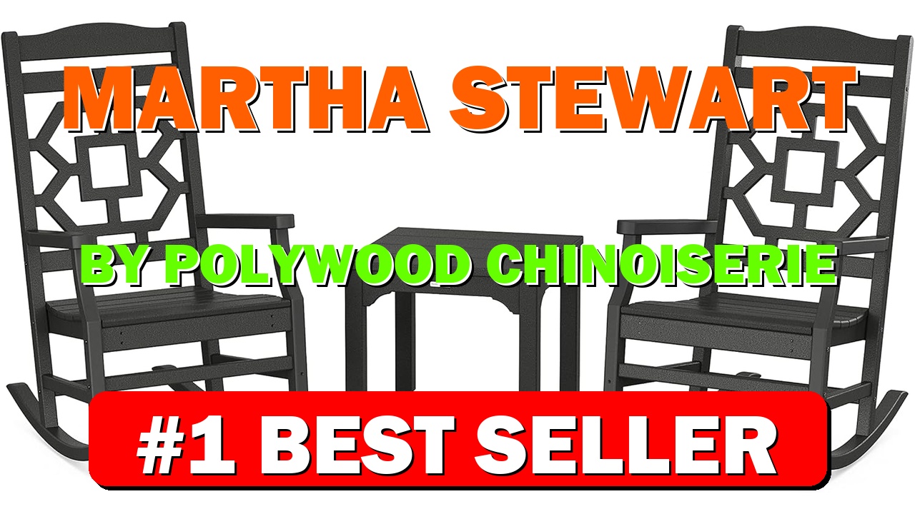 Martha Stewart by POLYWOOD Chinoiserie 3-Piece Outdoor Rocking Chair Set with Patio - B0C2YSZ9HH