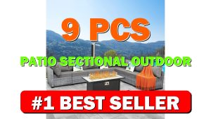 9 Pcs Patio Sectional Outdoor Furniture 45 Inches Fire Pit Outdoor Sectional - B0C31HJ3TX