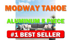 Modway Tahoe Aluminum 5-Piece Outdoor Patio Furniture Gray Charcoal, Modular Sectional - B0CT6D2V96