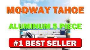 Modway Tahoe Aluminum 5-Piece Outdoor Patio Furniture Gray White, Modular Sectional Sof - B0CT6F2WVN