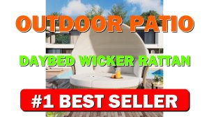 Outdoor Patio Daybed Wicker Rattan Double Daybed Round Sofa Furniture Set with - B0CTH2MBTH