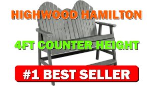 highwood Hamilton 4ft Counter Height Adirondack Bench, Coastal Teak - B0CTW7RX57
