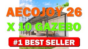 AECOJOY 26' x 10' Gazebo for Patio, Large Wall-Mounted Hard Top Lean-to - B0D82YP874