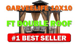 GarveeLife 10x10 ft Double Roof Hardtop Gazebo, Heavy Duty Galvanised Steel Hardtop - B0DCBW6Y31