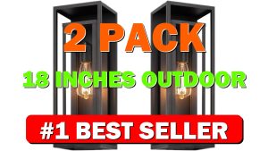 2 Pack 18 inches Outdoor Wall Lantern Light Fixture, Large Black Exterior - B0DNJMF6KH