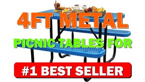 4FT Metal Picnic Tables for Outdoors, Commercial Rectangular Picnic Table and Bench - B0DQPW5H8T