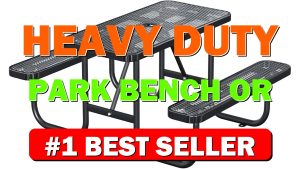 Heavy-Duty Park Bench or Table for Outside Black Coated Outdoor Furniture - B0DTTHTQRD