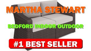 Martha Stewart Bedford Indoor-Outdoor Modular Patio Loveseat with Rattan Wicker Finish - B0DX4914W3