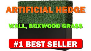 Artificial Hedge Wall, Boxwood Grass Panels with Planter, Fake Greenery Divider Fence - B0DYDF29N9
