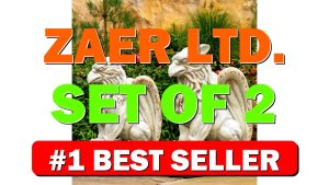 Zaer Ltd. Set of 2 Garden Griffin Statues, Magnesium-Cement Sculptures, 28.3" H - B0DYWNH49T