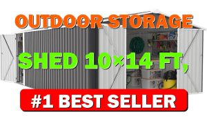 Outdoor Storage Shed 10×14 FT, with 3 Lockable Doors, Utility Tool Shed - B0F29F9DPW