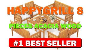 HAPPYGRILL 8 Pieces Acacia Wood Patio Conversation Set, Outdoor Wood Furniture Set - B0F2SBYFGG