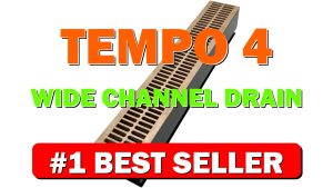 Tempo 4" Wide Channel Drain (4' Length) w/Sand Grate (4 Pieces per - B0F4QDY778