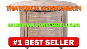 Thatcher Woodgrain Aluminum Convertible Gas Fire Pit Table 55,000 BTU Outdoor Portable - B0F5GY8Z38