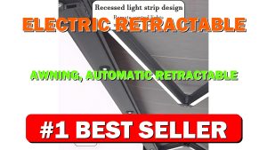 Electric Retractable Awning, Automatic Retractable Awning for Patio & LED Light, Motori - B0FDFVF7P9