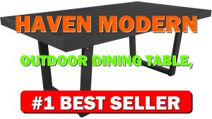 Haven Modern Outdoor Dining Table, Black Sand - B0FHT987ZM