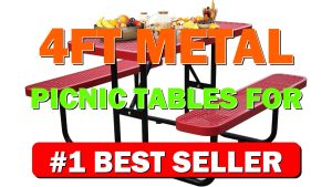 4FT Metal Picnic Tables for Outdoors, Commercial Rectangular Picnic Table and Bench - B0FLK58JLK