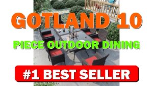 Gotland 10 Piece Outdoor Dining Set, All-Weather Rattan Patio Furniture Set with - B0FP1VT1XV
