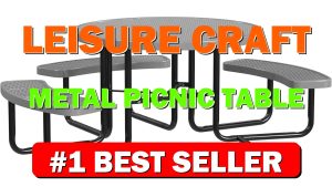 Leisure Craft Metal Picnic Table with Bench 46" Round Outdoor Dining - B0FSTC35Q2