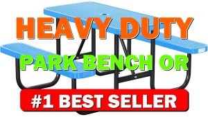 Heavy-Duty Park Bench or Table for Outside Black Coated Outdoor Furniture - B0FXGQX33M