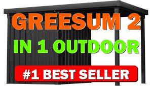 Greesum 2-in-1 Outdoor Storage Shed & Gazebo, 7x8FT Metal Lockable Shed and - B0FZJZ3K14