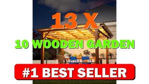13' x 10' Wooden Garden Gazebo with Metal Roof, Spacious Outdoor Patio - B0GDCX3SSC
