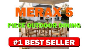 Merax 5-Piece Outdoor Dining Set, 47.24'' Round Acacia Wood Table & 4 - B0GFT6HQQL