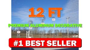 12 Ft Premium Aluminum Decorative Garden Windmill- Red Trim - B004Z1M82I