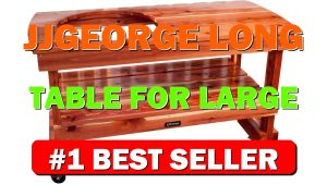 JJGeorge Long Table for Large Big Green Egg – Includes Table Cover - B00VVVRA1E