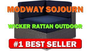 Modway Sojourn Wicker Rattan Outdoor Patio Sunbrella Fabric Corner in Canvas Navy - B0179BZNXQ